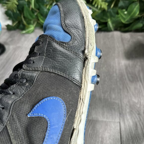 Nike Air Jordan 1 Retro TD Mid Football Cleat Black Blue Sz 11.5 AR5604-041 Used main image 9